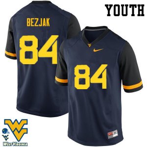 Youth West Virginia Mountaineers NCAA #84 Matt Bezjak Navy Authentic Nike Stitched College Football Jersey VL15B42QE
